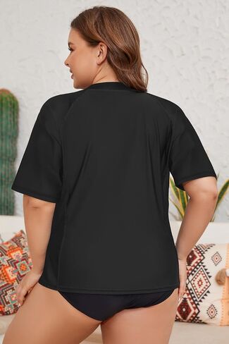 SHEKINI Women's Rash Guard Short Sleeve Swimsuits Top Plus Size UPF 50+ Swim Shirt Bathing Suits in Kuwait
