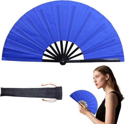 13inchs Glitter Large Folding Popping Fan Line Dancing Fan, Big Foldable Boots on The Ground Hand Handheld Line Dance Clap Fans (3, 3 Pcak Red(Not Glitter)) in Kuwait