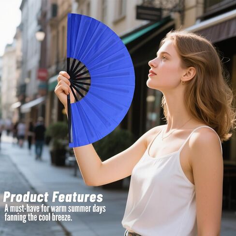 13inchs Glitter Large Folding Popping Fan Line Dancing Fan, Big Foldable Boots on The Ground Hand Handheld Line Dance Clap Fans (3, 3 Pcak Red(Not Glitter)) in Kuwait