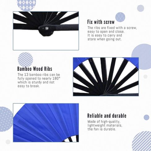 13inchs Glitter Large Folding Popping Fan Line Dancing Fan, Big Foldable Boots on The Ground Hand Handheld Line Dance Clap Fans (3, 3 Pcak Red(Not Glitter)) in Kuwait