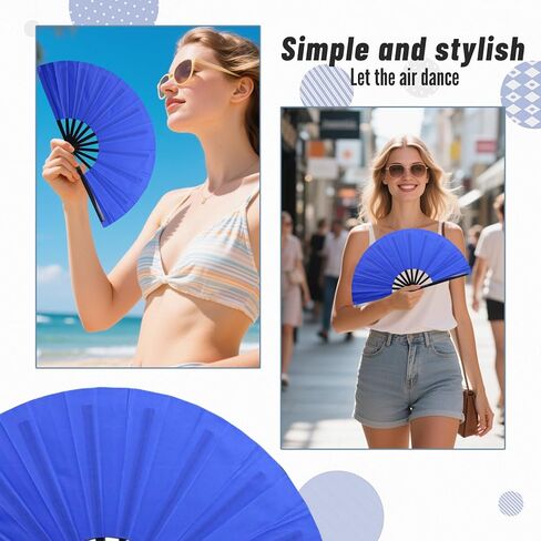 13inchs Glitter Large Folding Popping Fan Line Dancing Fan, Big Foldable Boots on The Ground Hand Handheld Line Dance Clap Fans (3, 3 Pcak Red(Not Glitter)) in Kuwait