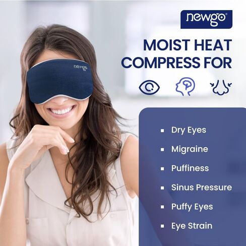 NEWGO Microwave Heated Eye Mask Soothing Relief for Dry Eyes, Heat Therapy Warm Eye Compress with Removable Cover for Stye, Blepharitis, Relaxation or Gift Choice - Blue in Saudi Arabia