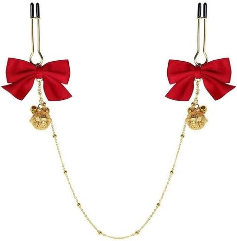Nipple Clamp Chains Adjustable Pressure Bow Bells Non Piercing Body Jewelry for Women Stainless Steel Nipple Clips for Women Body Chains in Saudi Arabia
