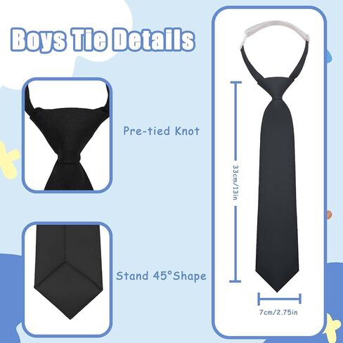 Boys Tie, Pre-tied Kids Tie for Boys Adjustable Boy Necktie for Wedding Graduation School Uniforms First Communion in Saudi Arabia