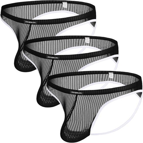 Mens Sheer Bulge Enhancing Jockstrap Briefs See Through Flex Thongs Underwear Pack S M L XL 2XL in Saudi Arabia