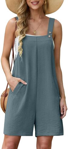 Lepunuo Rompers for Women Summer Boho Loose Fit Sleeveless Short Jumpsuits Overalls Vacation Outfits in Saudi Arabia