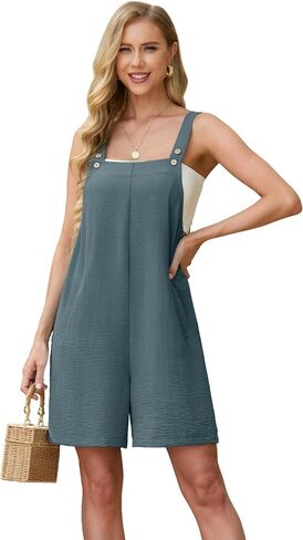 Lepunuo Rompers for Women Summer Boho Loose Fit Sleeveless Short Jumpsuits Overalls Vacation Outfits in Saudi Arabia