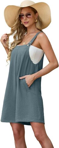 Lepunuo Rompers for Women Summer Boho Loose Fit Sleeveless Short Jumpsuits Overalls Vacation Outfits in Saudi Arabia