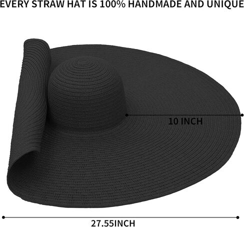 قبعات قش شاطئ كبيرة الحجم للنساء كبيرات كبيرة واسعة الحافة قبعة شاطئية قابلة للطي لفة مرنة الشمس قبعة الصيف UV الحماية in Kuwait