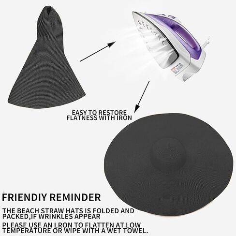 قبعات قش شاطئ كبيرة الحجم للنساء كبيرات كبيرة واسعة الحافة قبعة شاطئية قابلة للطي لفة مرنة الشمس قبعة الصيف UV الحماية in Kuwait