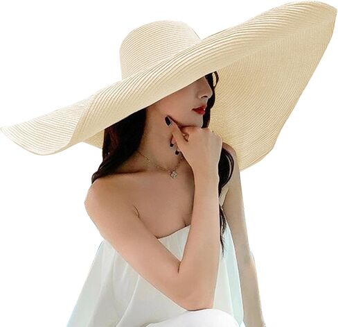 Oversized Beach Straw Hats for Women Extra Large Wide Brim Beach Hat Foldable Roll up Floppy Sun Hat Summer UV Protection in Saudi Arabia