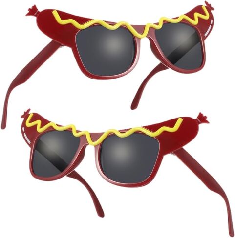 Homoyoyo 2PCS Hot Dog نظارة شمسية مضحكة Hot Dog نظارات للبالغين العطلة عيد ميلاد كرنفال تنكرات الصيف ديكورات الحفلات in Kuwait