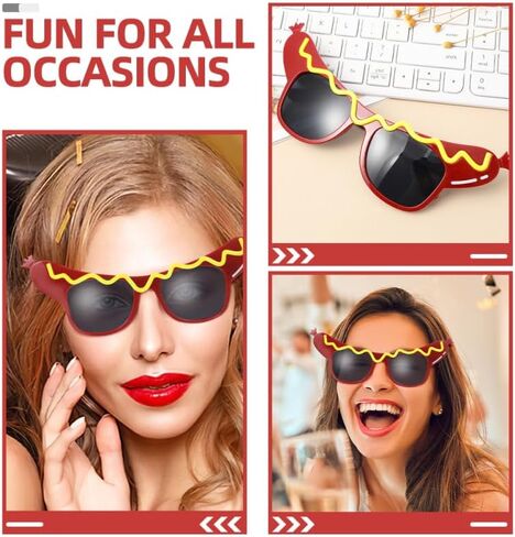 Homoyoyo 2PCS Hot Dog نظارة شمسية مضحكة Hot Dog نظارات للبالغين العطلة عيد ميلاد كرنفال تنكرات الصيف ديكورات الحفلات in Kuwait