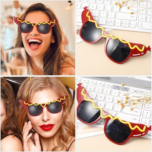Homoyoyo 2PCS Hot Dog نظارة شمسية مضحكة Hot Dog نظارات للبالغين العطلة عيد ميلاد كرنفال تنكرات الصيف ديكورات الحفلات in Kuwait