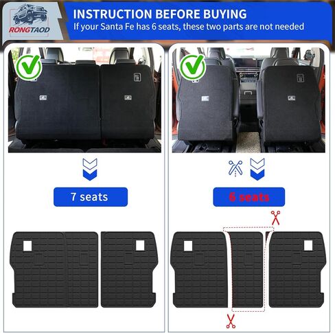 Rongtaod Cargo Mat متوافق مع 2024 2025 Hyundai Santa Fe Trunk Mat Cargo Cargo Cargo Cargo Cargo All Agely Santa Fe (Trunk Mat مع حصيرة مسند الظهر) in Saudi Arabia