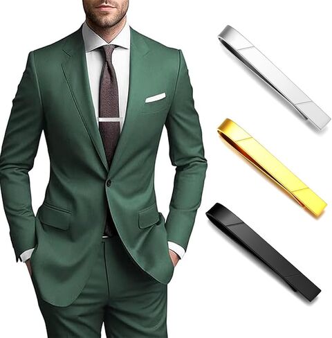 GWD Stainless Steel Tie Clips for Men Classic Colors Tie Bar, Ideal Gift for Father, Husband, Boyfriend, Business, Wedding, Tie clip With Gift Box in Kuwait