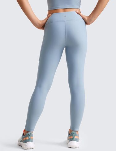 CRZ YOGA Girls Thermal Fleece Lined Athletic Leggings Water Resistant High Waist Warm Winter Kids Lounge Pants Side Pockets in Saudi Arabia