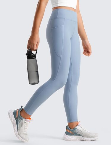 CRZ YOGA Girls Thermal Fleece Lined Athletic Leggings Water Resistant High Waist Warm Winter Kids Lounge Pants Side Pockets in Saudi Arabia
