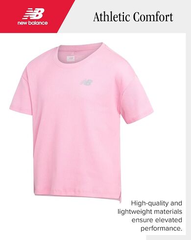 New Balance Girls Active Shorts Set - 2 Piece Performance Ribbed T-Shirt and Shorts - Cute Summer Outfit Set for Girls, 7-12 in Kuwait