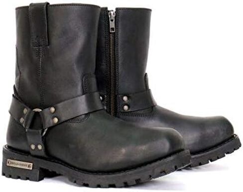 Hot Leathers BTM1004 Men's Black 8-inch Short Harness Leather Boots with Lug Sole - 15W in Kuwait