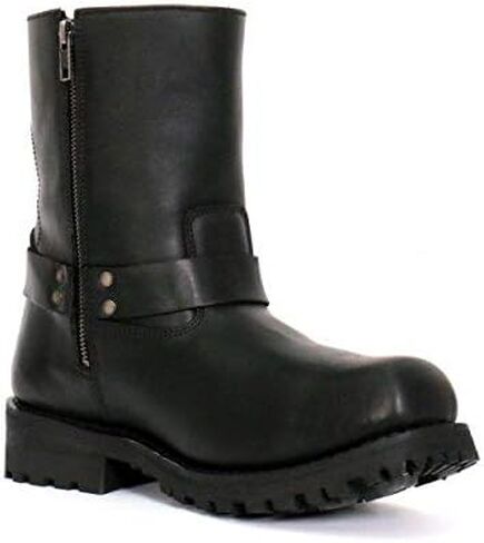 Hot Leathers BTM1004 Men's Black 8-inch Short Harness Leather Boots with Lug Sole - 15W in Kuwait