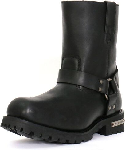 Hot Leathers BTM1004 Men's Black 8-inch Short Harness Leather Boots with Lug Sole - 15W in Kuwait