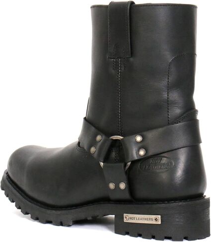 Hot Leathers BTM1004 Men's Black 8-inch Short Harness Leather Boots with Lug Sole - 15W in Kuwait