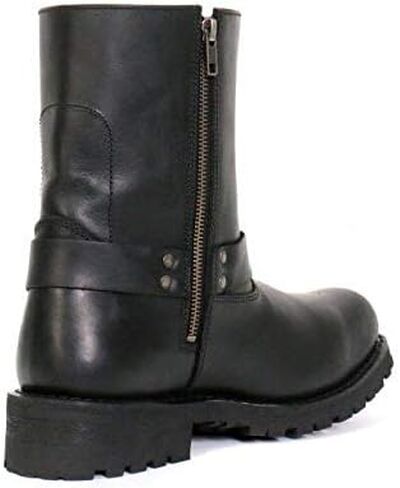 Hot Leathers BTM1004 Men's Black 8-inch Short Harness Leather Boots with Lug Sole - 15W in Kuwait