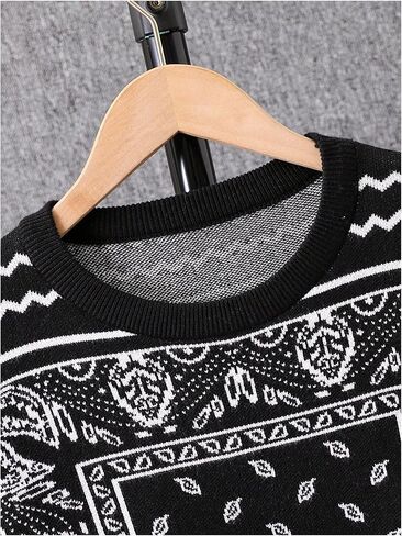Wdirara Boy's Long Sleeve Paisley Print Sweater Sweater Crew Neck Dozy Tropover Top in Saudi Arabia
