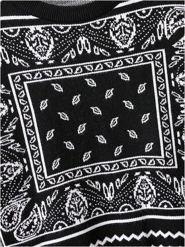 Wdirara Boy's Long Sleeve Paisley Print Sweater Sweater Crew Neck Dozy Tropover Top in Saudi Arabia