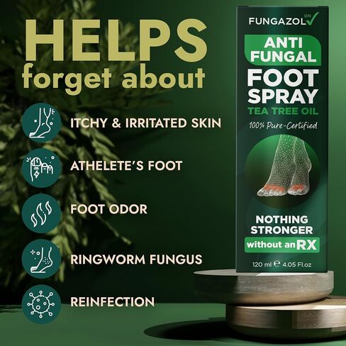 Terramed Just Think Comfort Foot Spray with Tea Tree Oil | Antifungal Treatment for Jock Itch, Nail Fungus & Ringworm | Fast Absorbing & Deep Penetrating Relief | Soothes Itching & Burning | 120ml in Kuwait