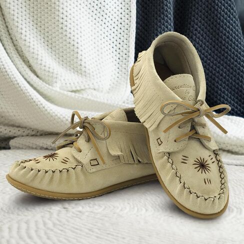Laurentian Chief Moccasins Women Ankle Boot – Stylish Ankle Boots with Inca Embroidery, Comfortable Insole, Durable Rubber Sole, Made in Canada in Saudi Arabia