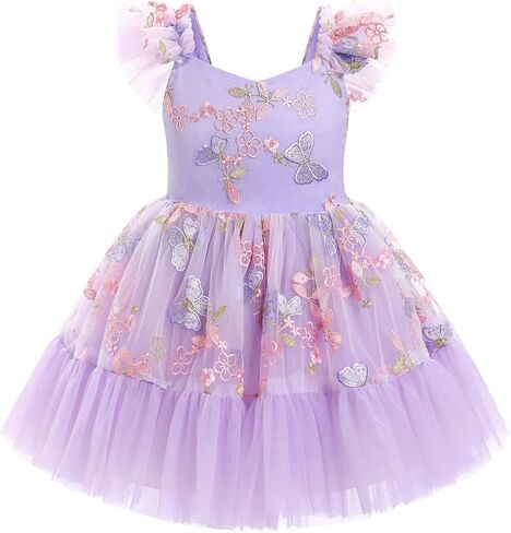 IMEKIS Toddler Girls Strawberry Floral Tulle Birthday Dress Elastic Back Summer Casual Party Dresses in Saudi Arabia