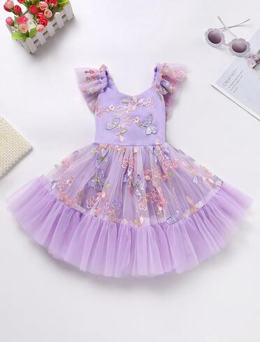 IMEKIS Toddler Girls Strawberry Floral Tulle Birthday Dress Elastic Back Summer Casual Party Dresses in Saudi Arabia