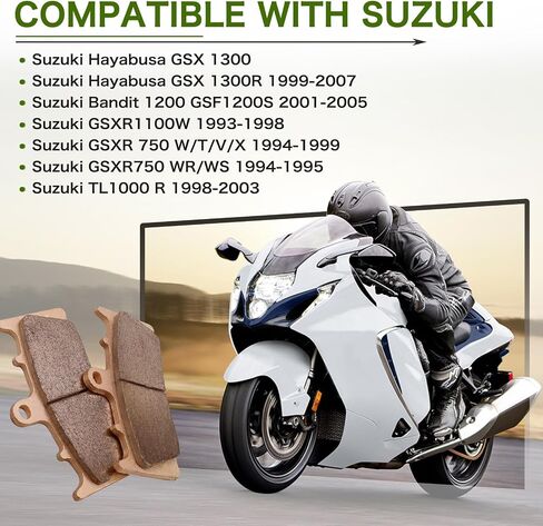 LOCOPOW Sintered Brake Pads For Suzuki Hayabusa GSX1300 1300R 1999-2007/ Bandit 1200 GSF1200S 2001-2005/GSXR1100W 1993-1998/GSXR750W 1994-1996/TL1000R 1998-2003, Front and Rear in Kuwait