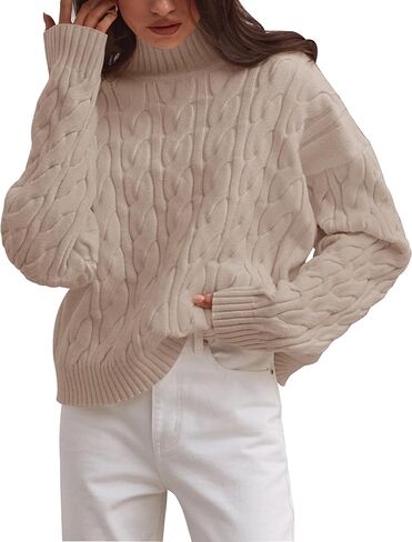 ZESICA Women's Sweaters 2024 Fall Winter Long Sleeve Mock Neck Solid Color Casual Loose Chunky Pullover Sweater in Kuwait