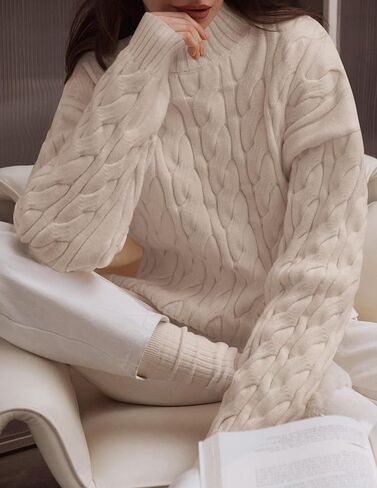 ZESICA Women's Sweaters 2024 Fall Winter Long Sleeve Mock Neck Solid Color Casual Loose Chunky Pullover Sweater in Kuwait