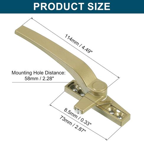 Uxcell 2PCS Casement Window Locking Handle ، سبيكة الزنك قفل المقبض قبضة قبضة اليسار واليد اليمنى للنوافذ ، لون الشمبانيا in Saudi Arabia