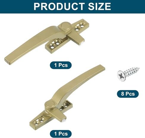Uxcell 2PCS Casement Window Locking Handle ، سبيكة الزنك قفل المقبض قبضة قبضة اليسار واليد اليمنى للنوافذ ، لون الشمبانيا in Saudi Arabia