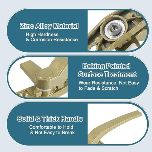 Uxcell 2PCS Casement Window Locking Handle ، سبيكة الزنك قفل المقبض قبضة قبضة اليسار واليد اليمنى للنوافذ ، لون الشمبانيا in Saudi Arabia