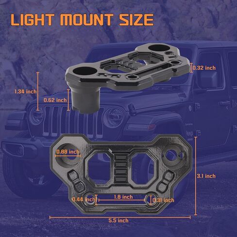 Wrangler JL Light Bar Hood Mounting Brackets, Gladiator JT Ditch Light Cowl Mount Brackets A-Pillar LED Fog Light Pod Brackets for 2018-2025 Jeep Wrangler JL JLU 4xe Gladiator JT Accessories in Kuwait