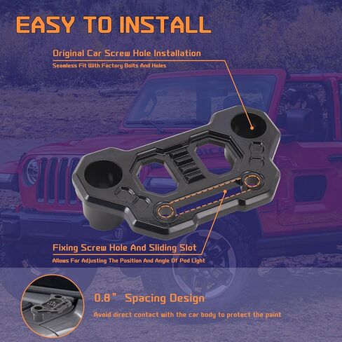 Wrangler JL Light Bar Hood Mounting Brackets, Gladiator JT Ditch Light Cowl Mount Brackets A-Pillar LED Fog Light Pod Brackets for 2018-2025 Jeep Wrangler JL JLU 4xe Gladiator JT Accessories in Kuwait