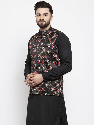 Maple Clothing Men's Traditional Nehru Jacket Indian Vest Waistcoat Floral in Kuwait
