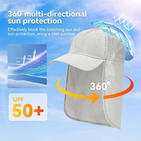 Zando Sun Hats with Neck Flap for Men Women UPF 50+ Waterproof Baseball Cap Adjustable Breathable Outdoor Hiking Fishing Hat in Saudi Arabia