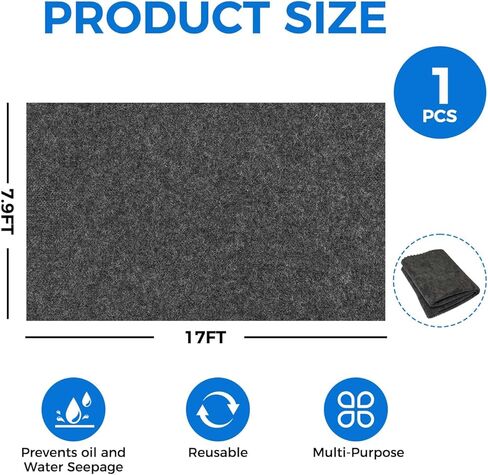 17'x7'45" Heavy Duty Garage Floor Mat with Adhesive Backing - Oil & Waterproof Non-Slip Protective Flooring for Under Cars, Trucks & Workshop - Durable Garage Rug for Parking & Shop Areas in Saudi Arabia