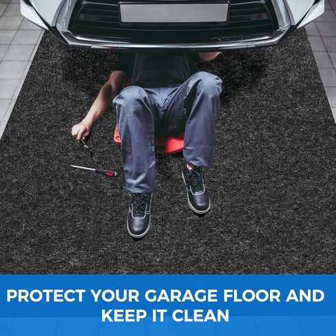 17'x7'45" Heavy Duty Garage Floor Mat with Adhesive Backing - Oil & Waterproof Non-Slip Protective Flooring for Under Cars, Trucks & Workshop - Durable Garage Rug for Parking & Shop Areas in Saudi Arabia