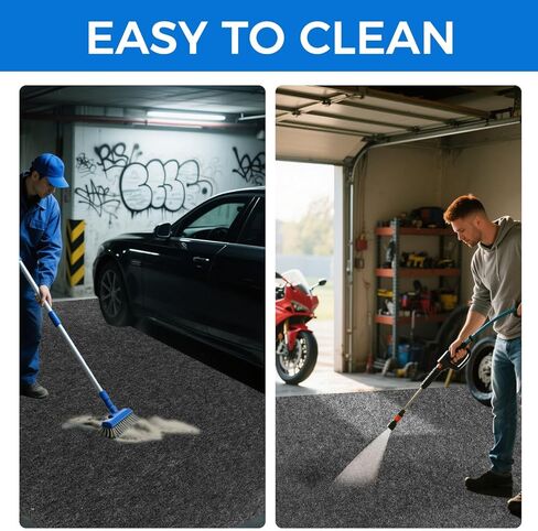 17'x7'45" Heavy Duty Garage Floor Mat with Adhesive Backing - Oil & Waterproof Non-Slip Protective Flooring for Under Cars, Trucks & Workshop - Durable Garage Rug for Parking & Shop Areas in Saudi Arabia