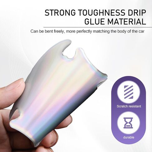8 PCS Door Handle Sticker ، 3.15 "× 3.15" + 5.79 "× 0.6" واقي مضاد للخلع مرن ، زخرفة ملصقات ذاتية مقاومة للماء ، عالمي للسيارات (أسود) in Kuwait