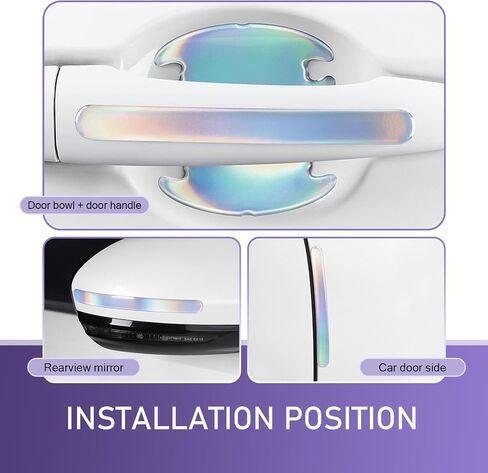 8 PCS Door Handle Sticker ، 3.15 "× 3.15" + 5.79 "× 0.6" واقي مضاد للخلع مرن ، زخرفة ملصقات ذاتية مقاومة للماء ، عالمي للسيارات (أسود) in Kuwait