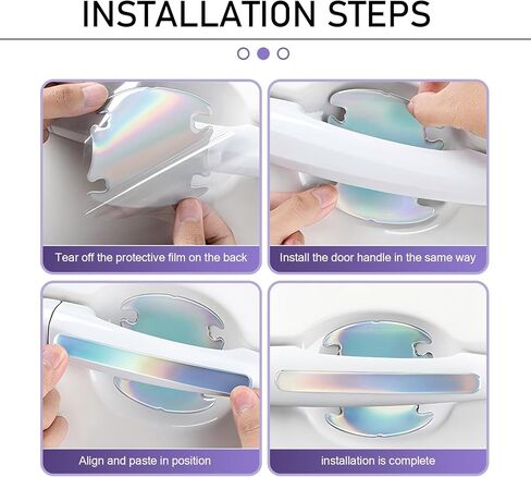 8 PCS Door Handle Sticker ، 3.15 "× 3.15" + 5.79 "× 0.6" واقي مضاد للخلع مرن ، زخرفة ملصقات ذاتية مقاومة للماء ، عالمي للسيارات (أسود) in Kuwait